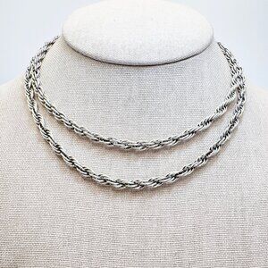 VTG Italy Sterling Silver 925 Heavy Rope Chain Lobster Clasp Necklace Size 29.5"
